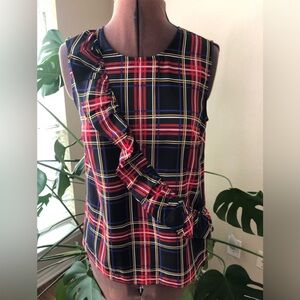 J.Crew Factory Women's Tartan Plaid Ruffle Tank Blouse
Size 0